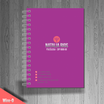 agenda de capa dura e wire-o para profissionais de psicologia