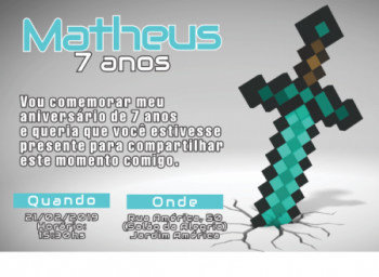 Convites Aniversário Infantil Minecraft  Gráfica expanSSiva