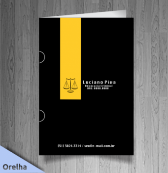 pasta direito com orelha cor preto com amarelo